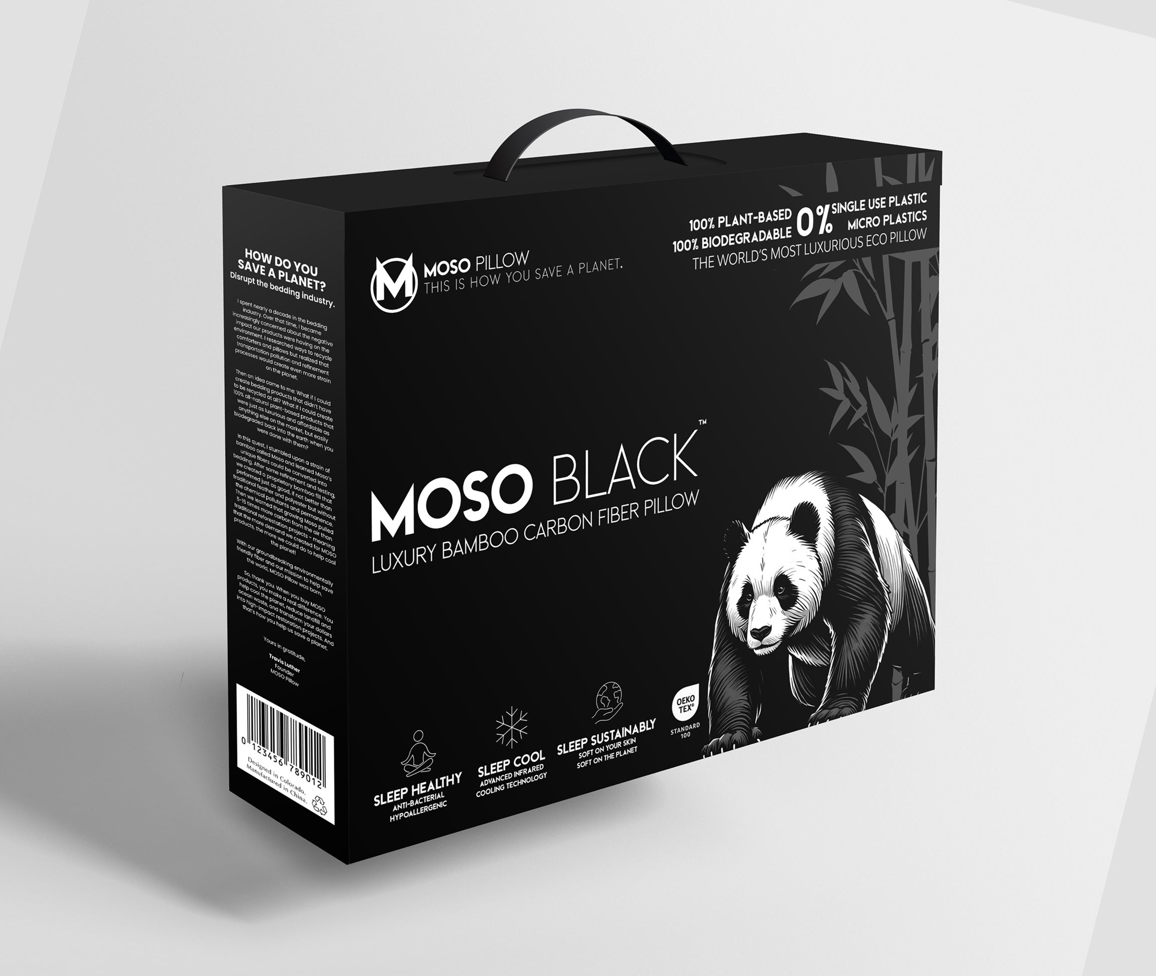 MOSO Black | Luxurious Cooling Pillow | 100% Black Bamboo Carbon Fiber